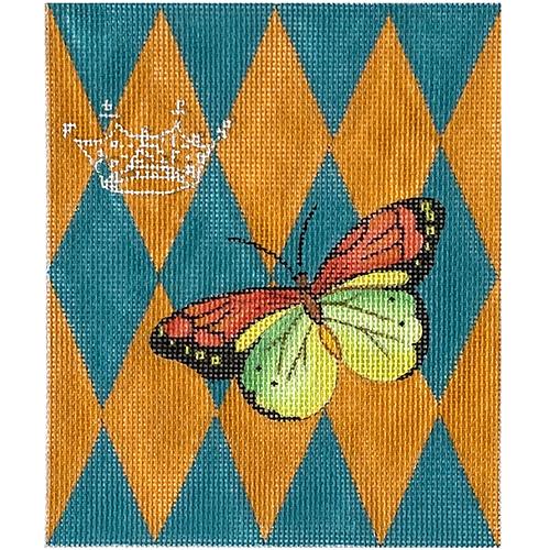 Pattern - Turquoise/Orange with Butterfly Painted Canvas Colors of Praise 