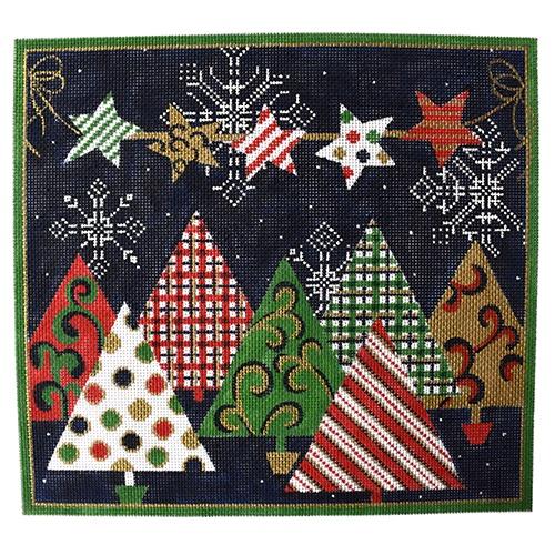 Patterned Christmas Trees Painted Canvas Alice Peterson Company 