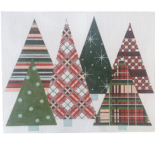 Patterned Xmas Trees Painted Canvas Alice Peterson Company 