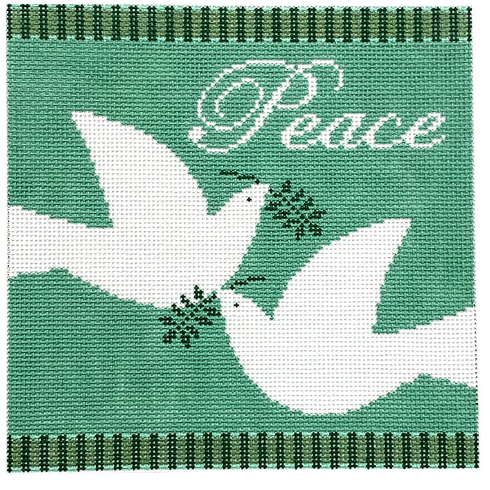 Peace Doves Square Painted Canvas Lauren Bloch Designs  - 1
