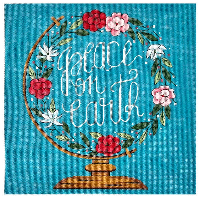 Peace on Earth Globe Painted Canvas Alice Peterson Company 