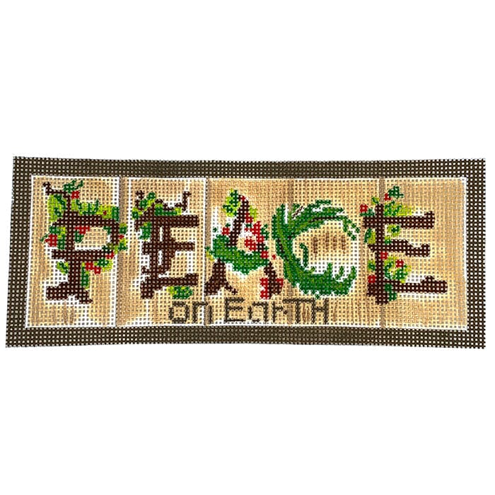 Peace on Earth Wooden Sign Painted Canvas Susan Wallace Barnes 