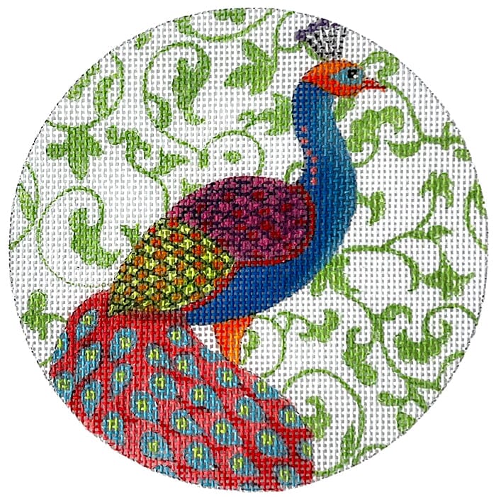 Peacock #4 Painted Canvas Walker's Needlepoint 