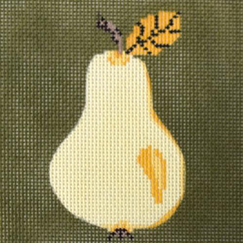 Pear Coaster Painted Canvas J. Child Designs 
