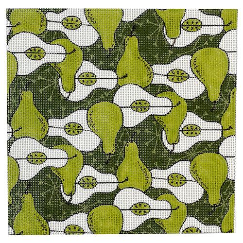 Pears on Green Pattern Painted Canvas All About Stitching/The Collection Design 