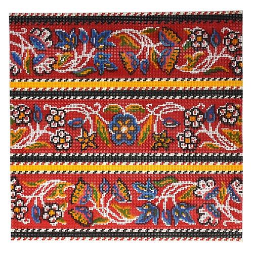 Peasant Stripe Painted Canvas Birds of a Feather  - 1