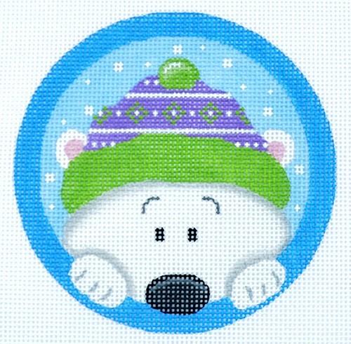 Peeking Polar Bear Painted Canvas Pepperberry Designs  - 1