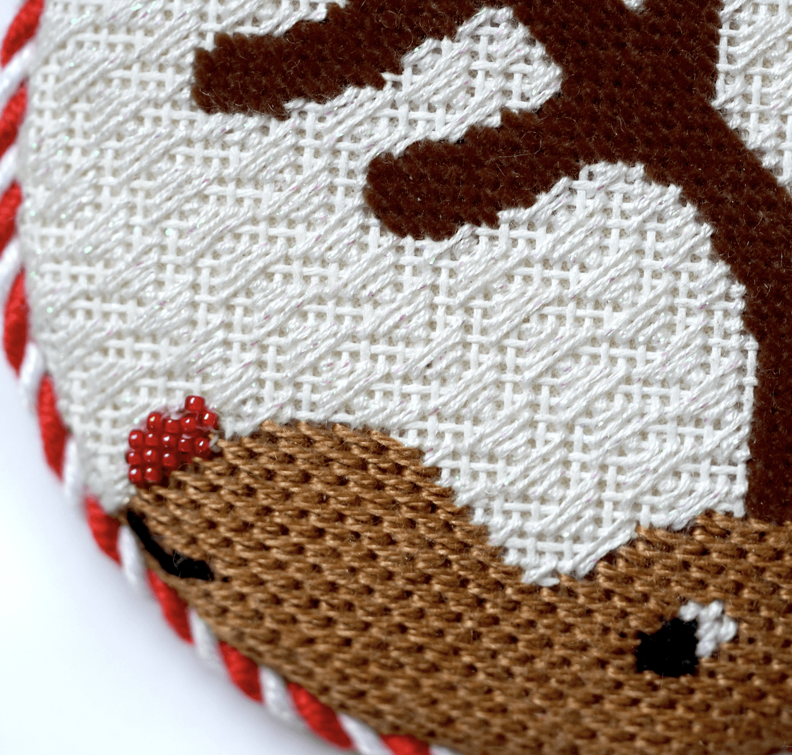 Peeking Reindeer Ornament Kit & Online Class Online Course Needlepoint.Com 
