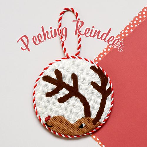 Peeking Reindeer Ornament Kit & Online Class Online Course Needlepoint.Com 
