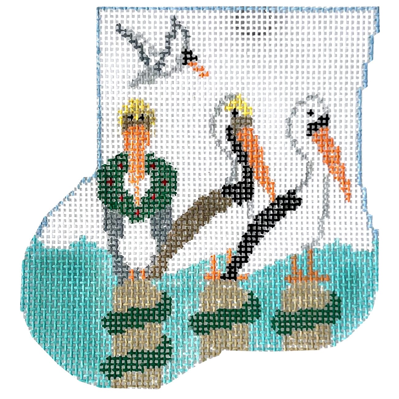 Pelicans Mini Sock with Pelican Insert Painted Canvas Kathy Schenkel Designs 