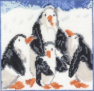 Penguin Family Painted Canvas Cooper Oaks Design 
