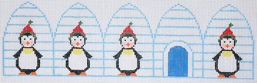 Penguin Igloo 3D Ornament Painted Canvas Labors of Love Needlepoint 