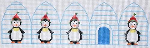 Penguin Igloo 3D Ornament Painted Canvas Labors of Love Needlepoint  - 1