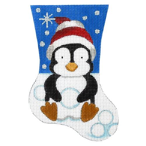 Penguin Mini Sock Painted Canvas Raymond Crawford Designs 