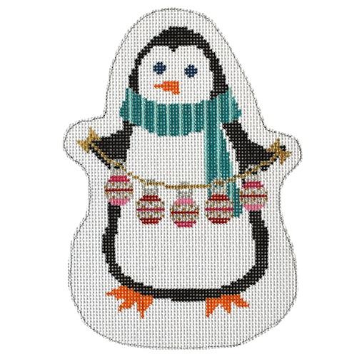 Penguin Ornaments Painted Canvas Two Sisters Needlepoint  - 1