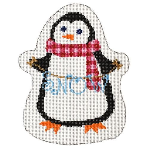 Penguin Snow Painted Canvas Two Sisters Needlepoint 