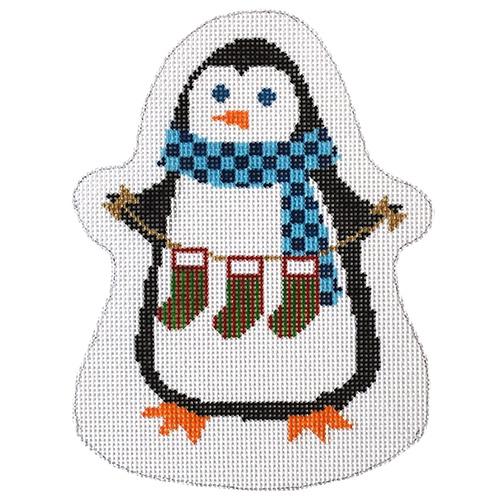 Penguin Stockings Painted Canvas Two Sisters Needlepoint 