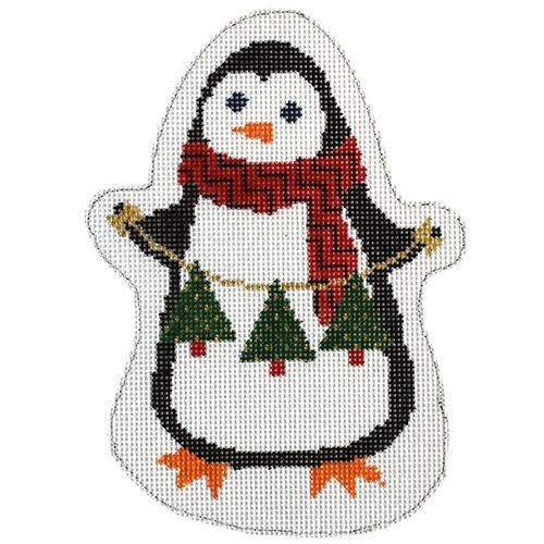 Penguin Trees Painted Canvas Two Sisters Needlepoint 