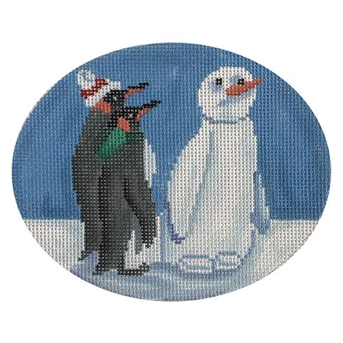 Penguins and Snowman Painted Canvas Scott Church Creative 