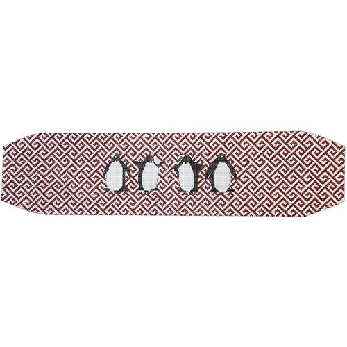 Penguins with Fretwork Cummerbund Painted Canvas The Meredith Collection  - 1