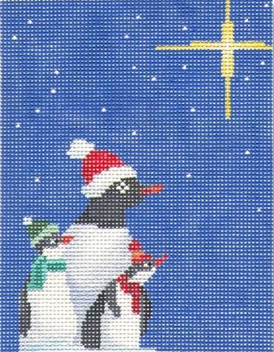Penguins with North Star Painted Canvas Scott Church Creative 
