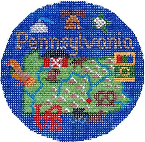 Pennslyvania Ornament Painted Canvas Silver Needle 