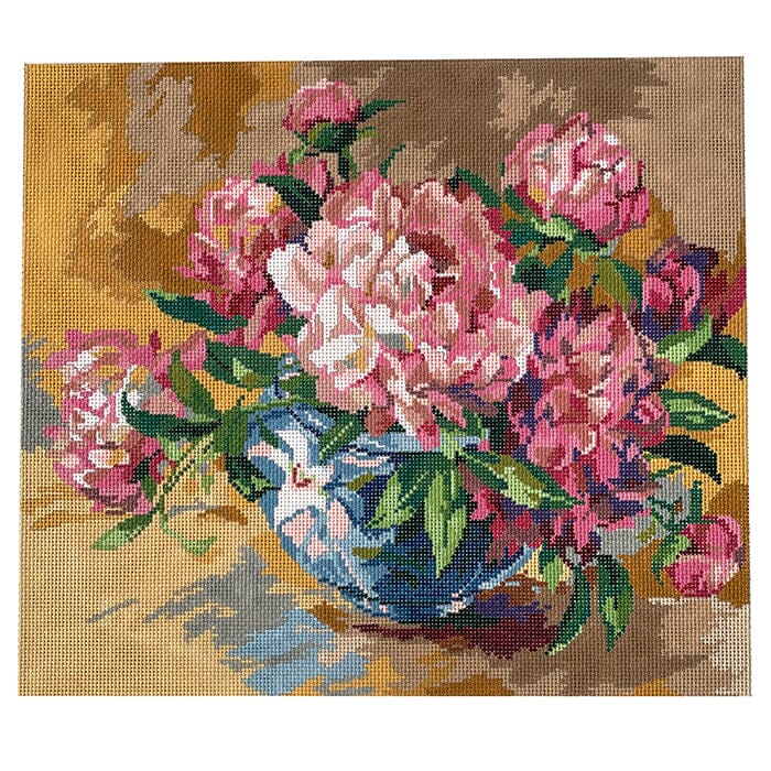 Peonies in Bowl Painted Canvas CBK Needlepoint Collections 