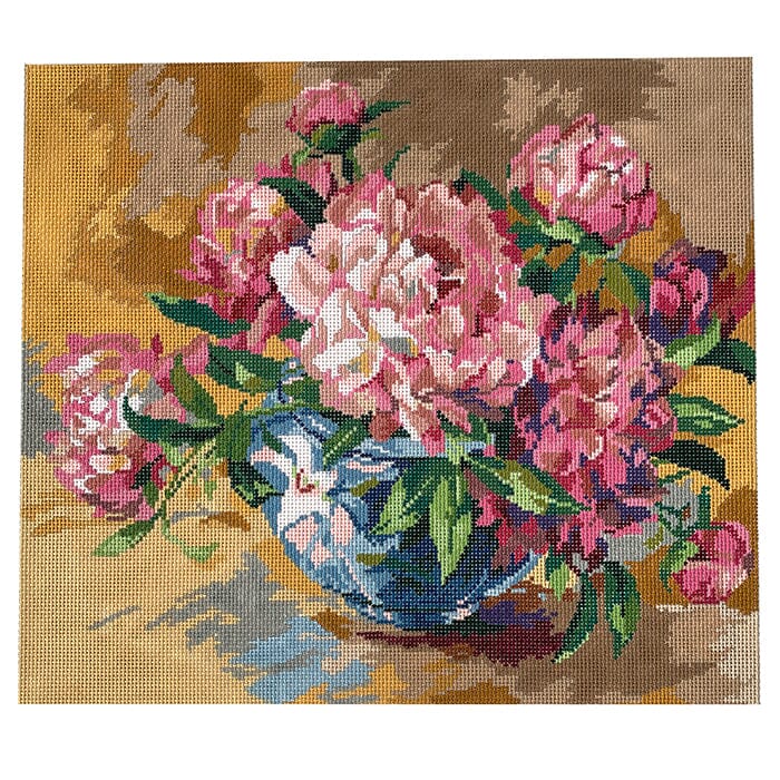 Peonies in Bowl Painted Canvas CBK Needlepoint Collections  - 1