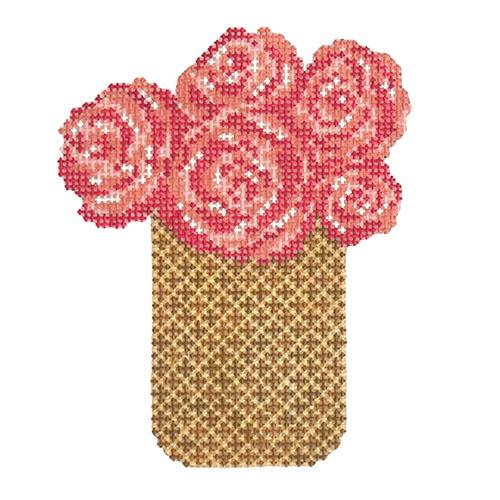 Peony Basket Painted Canvas Morgan Julia Designs  - 1