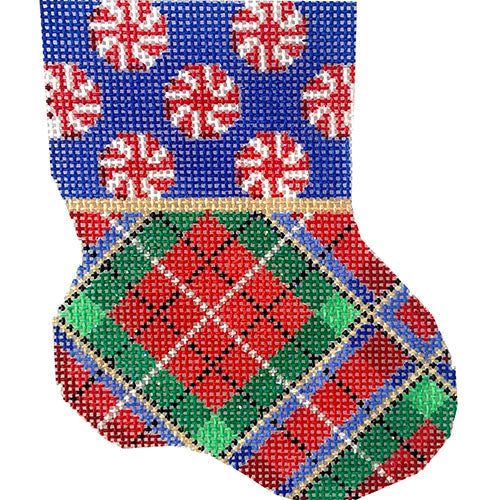 Peppermint Cuff & Plaid Mini Stocking Painted Canvas Associated Talents 