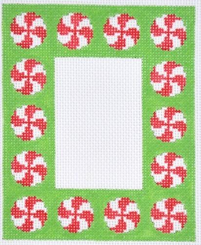 Peppermint Frame Ornament Painted Canvas Pepperberry Designs  - 1