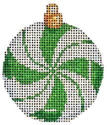 Peppermint Mini Ball Ornament / Green Painted Canvas Associated Talents 