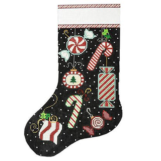 Peppermint Party   Ornaments Stocking Painted Canvas The Meredith Collection 

