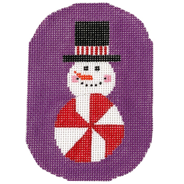 Peppermint Snowman with Stitch Guide Painted Canvas The Princess & Me  - 1