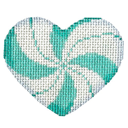 Peppermint Swirl Mini Heart/Aqua Painted Canvas Associated Talents 