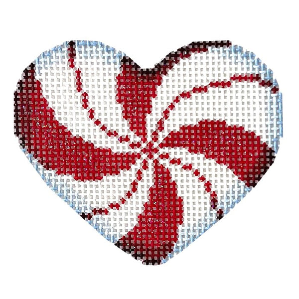 Peppermint Swirl Mini Heart/Red | Needlepoint.Com