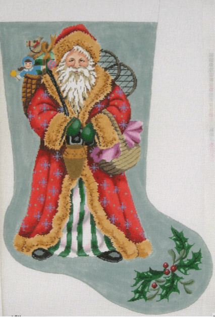 Pere Noel III Stocking Painted Canvas Gayla Elliott 