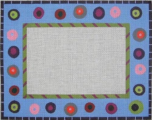 Periwinkle Dot Frame Painted Canvas Zecca  - 1