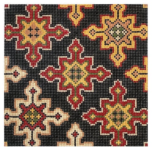 Persian Cross Square Painted Canvas Associated Talents 
