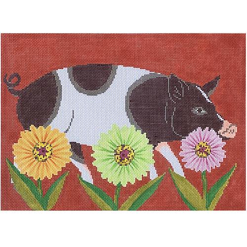 Petal Pusher - Pig Painted Canvas The Meredith Collection 