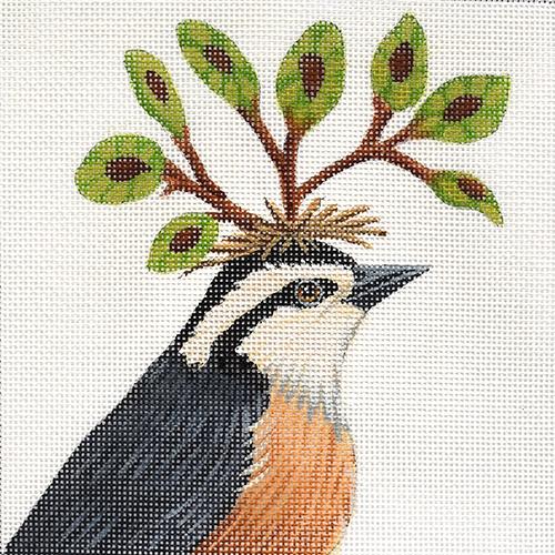 Pete - Red Breasted Nuthatch Painted Canvas Vicky Sawyer 