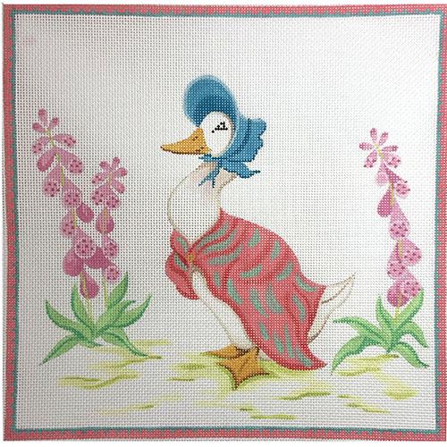 Peter Rabbit - Jemima Puddle-Duck Pillow Painted Canvas Kate Dickerson Needlepoint Collections 