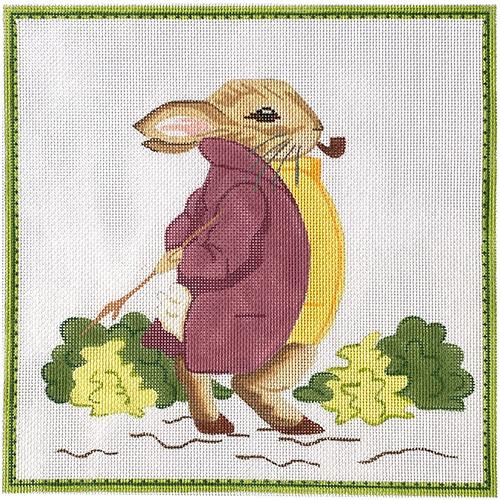 Peter Rabbit - Old Mr. Bouncer Pillow Painted Canvas Kate Dickerson Needlepoint Collections 