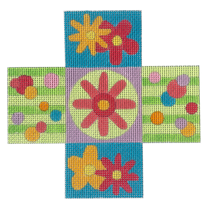 Petit Four   Fondant Flower Painted Canvas Eye Candy Needleart 
