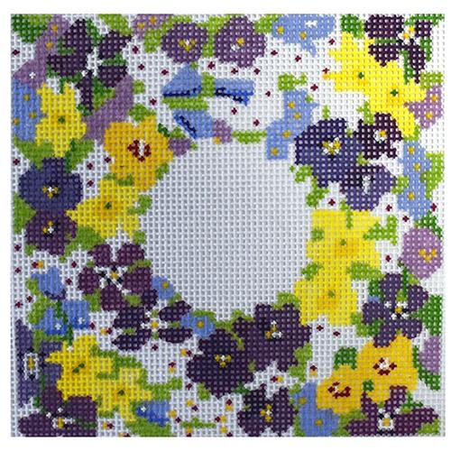 Petite Fleur 5.25" Square Mono Painted Canvas The Plum Stitchery 