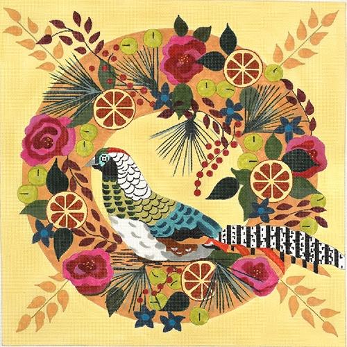 Pheasant in Wreath Painted Canvas Melissa Prince Designs  - 1