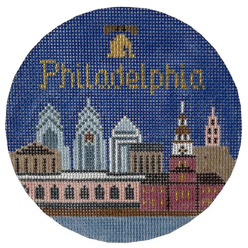 Philadelphia Ornament Painted Canvas Silver Needle 
