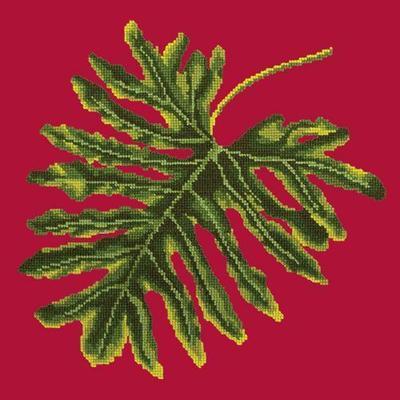Philodendron Leaf Needlepoint Kit Kits Elizabeth Bradley Design Bright Red 
