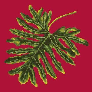 Philodendron Leaf Needlepoint Kit Kits Elizabeth Bradley Design Bright Red 
