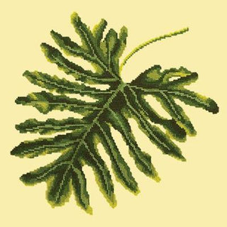 Philodendron Leaf Needlepoint Kit Kits Elizabeth Bradley Design Butter Yellow 
